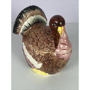 Benchmark Harvest Time 1 QT Turkey Shape Gravy Tureen & Ladle Thanksgiving VTG